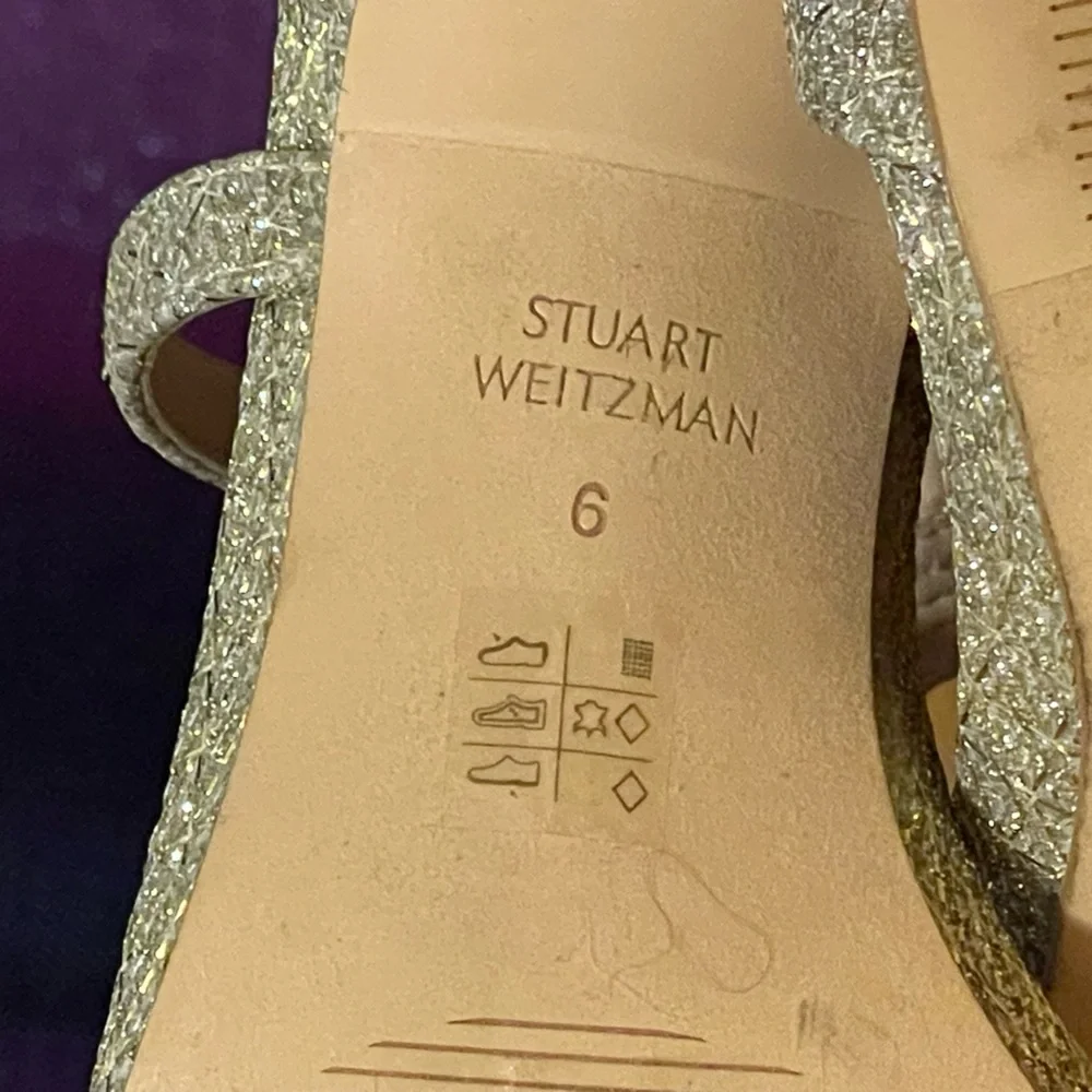 Stuart Weitzman Crystal Buckle 95 Glitter Sandal